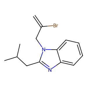 1-(2-bromoprop-2-enyl)-2-(2-methylpropyl)benzimidazole structure