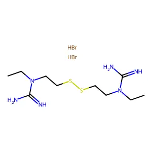 1-[2-[2-[carbamimidoyl(ethyl)amino]ethyldisulfanyl]ethyl]-1-ethylguanidine;dihydrobromide structure