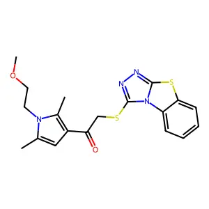 1-[1-(2-methoxyethyl)-2,5-dimethylpyrrol-3-yl]-2-([1,2,4]triazolo[3,4-b][1,3]benzothiazol-1-ylsulfanyl)ethanone structure