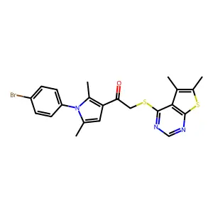 1-[1-(4-bromophenyl)-2,5-dimethylpyrrol-3-yl]-2-(5,6-dimethylthieno[2,3-d]pyrimidin-4-yl)sulfanylethanone structure
