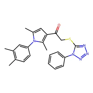 1-[1-(3,4-dimethylphenyl)-2,5-dimethylpyrrol-3-yl]-2-(1-phenyltetrazol-5-yl)sulfanylethanone structure