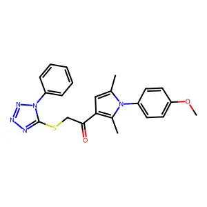 1-[1-(4-methoxyphenyl)-2,5-dimethyl-1H-pyrrol-3-yl]-2-[(1-phenyl-1H-1,2,3,4-tetrazol-5-yl)sulfanyl]ethan-1-one structure