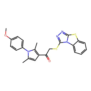 1-[1-(4-methoxyphenyl)-2,5-dimethylpyrrol-3-yl]-2-([1,2,4]triazolo[3,4-b][1,3]benzothiazol-1-ylsulfanyl)ethanone structure