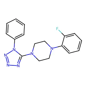 1-(2-fluorophenyl)-4-(1-phenyl-1H-tetrazol-5-yl)piperazine structure