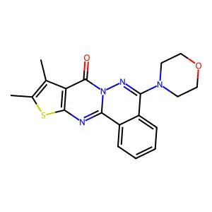 13,14-dimethyl-8-morpholin-4-yl-15-thia-9,10,17-triazatetracyclo[8.7.0.02,7.012,16]heptadeca-1(17),2,4,6,8,12(16),13-heptaen-11-one structure