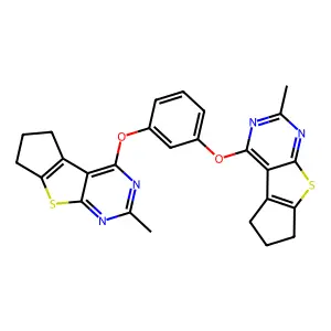 10-methyl-12-[3-[(10-methyl-7-thia-9,11-diazatricyclo[6.4.0.02,6]dodeca-1(12),2(6),8,10-tetraen-12-yl)oxy]phenoxy]-7-thia-9,11-diazatricyclo[6.4.0.02,6]dodeca-1(12),2(6),8,10-tetraene structure