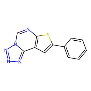 11-phenyl-10-thia-3,4,5,6,8-pentazatricyclo[7.3.0.02,6]dodeca-1(9),2,4,7,11-pentaene structure