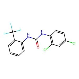 1-(2,4-dichlorophenyl)-3-[2-(trifluoromethyl)phenyl]urea structure