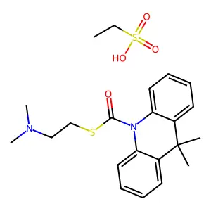 10(9H)-Acridinecarbothioic acid, 9,9-dimethyl-, S-(2-(dimethylamino)ethyl) ester, monoethanesulfonate structure