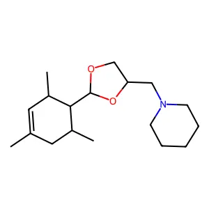 1-[[2-(2,4,6-trimethylcyclohex-3-en-1-yl)-1,3-dioxolan-4-yl]methyl]piperidine structure