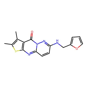 12-(furan-2-ylmethylamino)-4,5-dimethyl-6-thia-1,8,13-triazatricyclo[7.4.0.03,7]trideca-3(7),4,8,10,12-pentaen-2-one structure