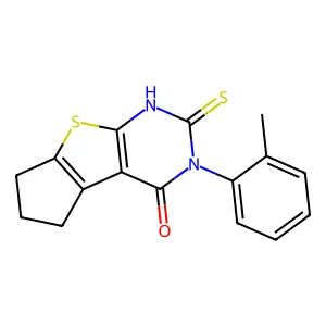 11-(2-methylphenyl)-10-sulfanylidene-7-thia-9,11-diazatricyclo[6.4.0.02,6]dodeca-1(8),2(6)-dien-12-one structure