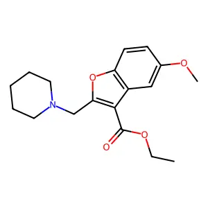 ethyl 5-methoxy-2-(piperidin-1-ylmethyl)-1-benzofuran-3-carboxylate structure