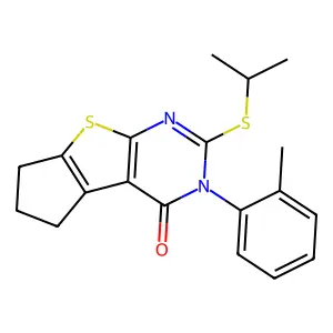 11-(2-methylphenyl)-10-propan-2-ylsulfanyl-7-thia-9,11-diazatricyclo[6.4.0.02,6]dodeca-1(8),2(6),9-trien-12-one structure