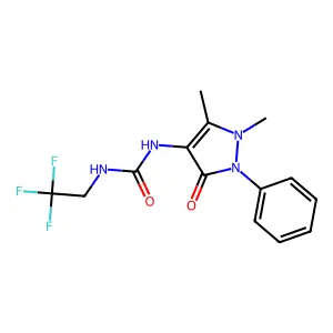 1-(1,5-dimethyl-3-oxo-2-phenyl-2,3-dihydro-1H-pyrazol-4-yl)-3-(2,2,2-trifluoroethyl)urea structure