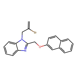 1-(2-bromoprop-2-enyl)-2-(naphthalen-2-yloxymethyl)benzimidazole structure