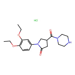 1-(3,4-diethoxyphenyl)-4-(piperazine-1-carbonyl)pyrrolidin-2-one;hydrochloride structure