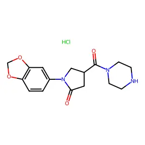 1-(1,3-benzodioxol-5-yl)-4-(piperazine-1-carbonyl)pyrrolidin-2-one;hydrochloride structure