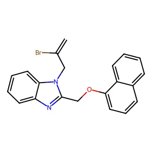 1-(2-bromoprop-2-enyl)-2-(naphthalen-1-yloxymethyl)benzimidazole structure