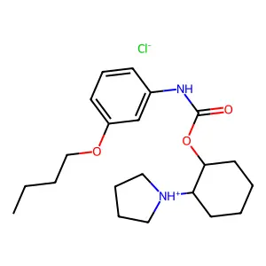 Carbanilic acid, m-butoxy-, 2-(1-pyrrolidinyl)cyclohexyl ester, hydrochloride, (E)- structure