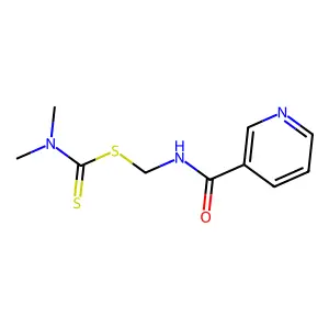 (pyridine-3-carbonylamino)methyl N,N-dimethylcarbamodithioate structure
