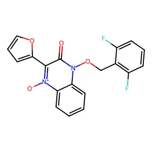 1-[(2,6-difluorophenyl)methoxy]-3-(furan-2-yl)-4-oxidoquinoxalin-4-ium-2-one structure
