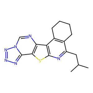 11-isobutyl-7,8,9,10-tetrahydrotetrazolo[1'',5'':1',6']pyrimido[4',5':4,5]thieno[2,3-c]isoquinoline structure