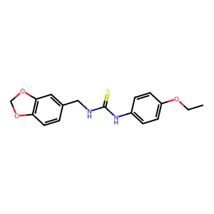 1-(1,3-benzodioxol-5-ylmethyl)-3-(4-ethoxyphenyl)thiourea structure