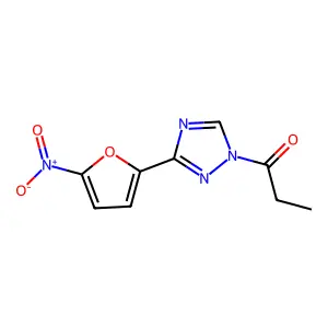 1-[3-(5-nitrofuran-2-yl)-1,2,4-triazol-1-yl]propan-1-one structure