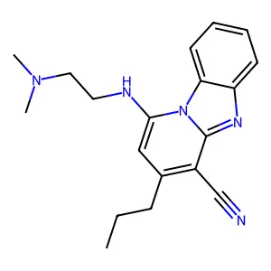 1-[2-(dimethylamino)ethylamino]-3-propylpyrido[1,2-a]benzimidazole-4-carbonitrile structure