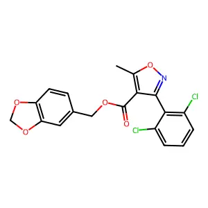 1,3-benzodioxol-5-ylmethyl 3-(2,6-dichlorophenyl)-5-methyl-1,2-oxazole-4-carboxylate structure