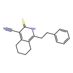 1-(2-phenylethyl)-3-sulfanyl-5,6,7,8-tetrahydroisoquinoline-4-carbonitrile structure