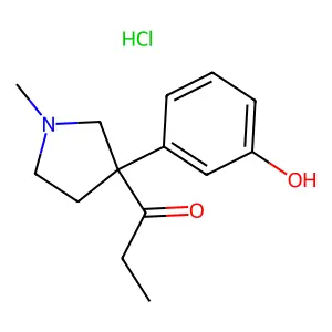 1-[3-(3-hydroxyphenyl)-1-methylpyrrolidin-3-yl]propan-1-one;hydrochloride structure