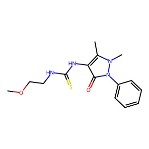 1-(1,5-dimethyl-3-oxo-2-phenyl-2,3-dihydro-1H-pyrazol-4-yl)-3-(2-methoxyethyl)thiourea structure