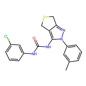 1-(3-chlorophenyl)-3-[2-(3-methylphenyl)-4,6-dihydrothieno[3,4-c]pyrazol-3-yl]urea structure