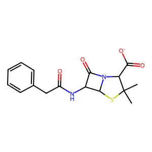 3,3-DIMETHYL-7-OXO-6-(2-PHENYLACETAMIDO)-4-THIA-1-AZABICYCLO[3.2.0]HEPTANE-2-CARBOXYLATE structure