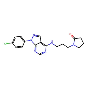 1-(3-((1-(4-chlorophenyl)-1H-pyrazolo[3,4-d]pyrimidin-4-yl)amino)propyl)pyrrolidin-2-one structure