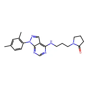 1-(3-{[1-(2,4-dimethylphenyl)-1H-pyrazolo[3,4-d]pyrimidin-4-yl]amino}propyl)pyrrolidin-2-one structure