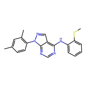 1-(2,4-dimethylphenyl)-N-(2-methylsulfanylphenyl)pyrazolo[3,4-d]pyrimidin-4-amine structure