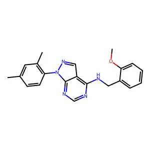 [1-(2,4-dimethylphenyl)pyrazolo[4,5-e]pyrimidin-4-yl][(2-methoxyphenyl)methyl] amine structure