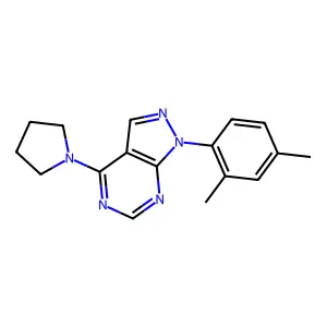 1-(2,4-dimethylphenyl)-4-(pyrrolidin-1-yl)-1H-pyrazolo[3,4-d]pyrimidine structure