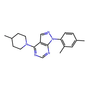 1-(2,4-dimethylphenyl)-4-(4-methylpiperidin-1-yl)-1H-pyrazolo[3,4-d]pyrimidine structure