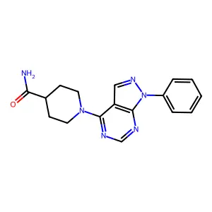 1-(1-phenyl-1H-pyrazolo[3,4-d]pyrimidin-4-yl)piperidine-4-carboxamide structure