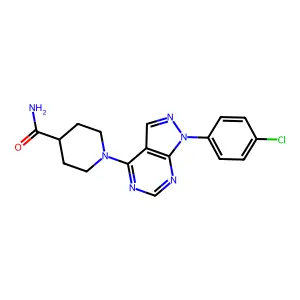 1-[1-(4-chlorophenyl)pyrazolo[5,4-d]pyrimidin-4-yl]piperidine-4-carboxamide structure