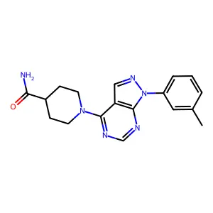 1-[1-(3-methylphenyl)-1H-pyrazolo[3,4-d]pyrimidin-4-yl]piperidine-4-carboxamide structure