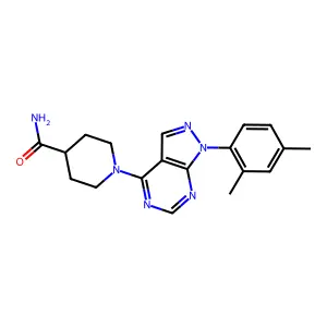 1-[1-(2,4-dimethylphenyl)-1H-pyrazolo[3,4-d]pyrimidin-4-yl]piperidine-4-carboxamide structure