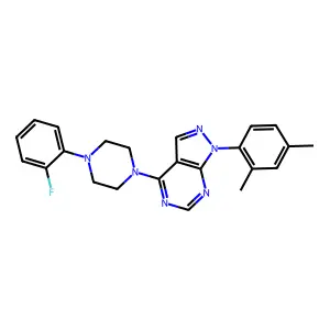 1-(2,4-dimethylphenyl)-4-[4-(2-fluorophenyl)piperazin-1-yl]pyrazolo[5,4-d]pyrimidine structure
