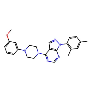 1-(2,4-dimethylphenyl)-4-[4-(3-methoxyphenyl)piperazin-1-yl]pyrazolo[5,4-d]pyrimidine structure