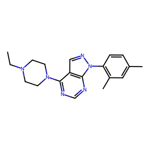 1-(2,4-dimethylphenyl)-4-(4-ethylpiperazin-1-yl)pyrazolo[5,4-d]pyrimidine structure