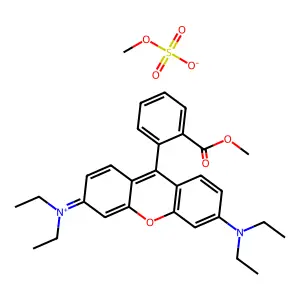 [6-(diethylamino)-9-(2-methoxycarbonylphenyl)xanthen-3-ylidene]-diethylazaniummethyl sulfate structure